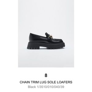 Zara Chain Trim Lug Sole Loafers NWT
